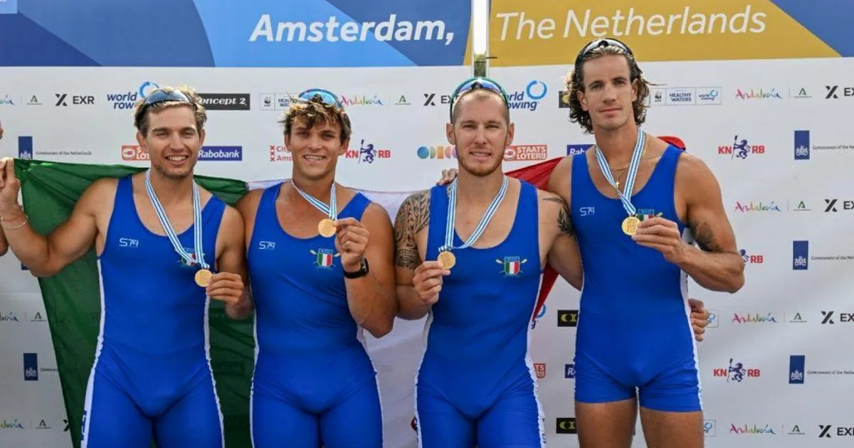 Quattro di coppia: l'Italia vince l'oro nella finale di Amsterdam e si conferma sul tetto del mondo